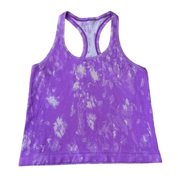 Lululemon Women's 10 Swiftly Tech Racerback Tank Top Purple Marble‎ Race Length - Image 2