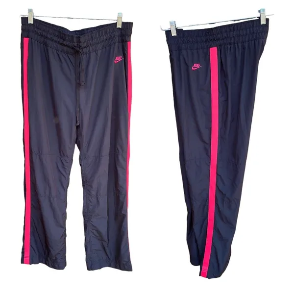 Vintage Nike Black Pink Warm Up Training Pants Women’s Size L Lined Streetwear - Image 2