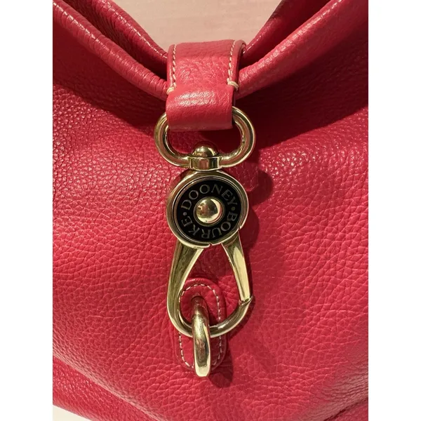 Dooney & Bourke Fuchsia Pebbled Leather Shoulder Hobo Bag with Silver Hardware - Image 2