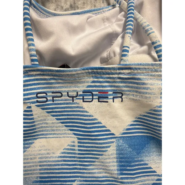 Spyder Swim Womens Blue White Geometric Strappy Tankini Top Only Builtin Bra NEW - Image 5