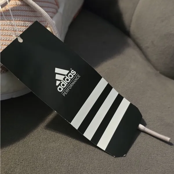 Adidas Peach and White Striped Sneakers - Image 13