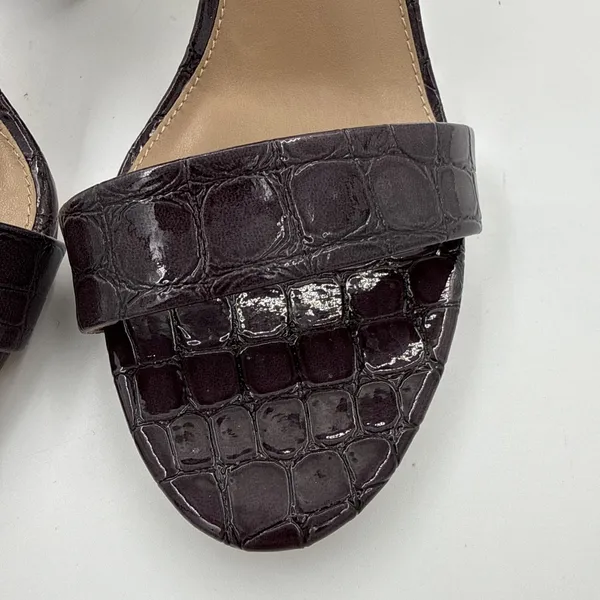 Sam Edelman Womens Yaro Sandal 10.5 Eggplant Leather Chunky Heel Ankle Strap - Image 3