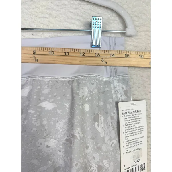 NWT! Lululemon Pace Rival MR Skirt Terrazzo Marble Silver Ice Size 6 Athleisure - Image 6