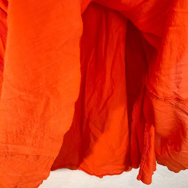 Orange kid core kawaii 90s phoebe buffay colorful midi skirt with ruffle detail - Image 4