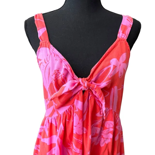Goa Beachwear by japna Orange pink floral island vacation resort wear maxi dress - Image 2