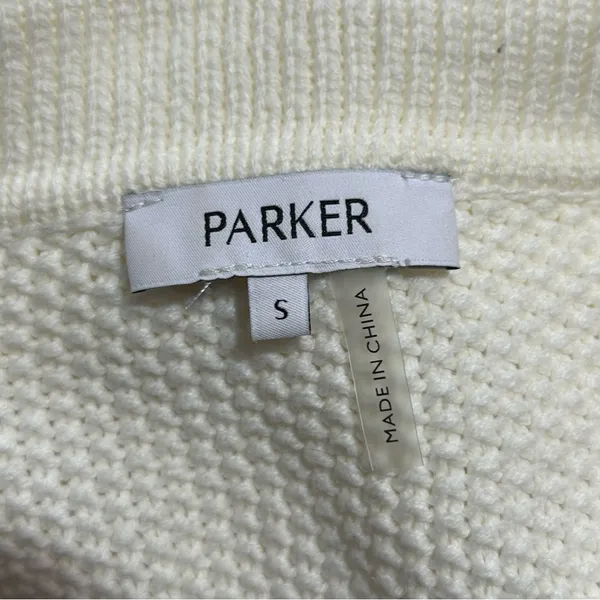 Parker Johnny Collar Cable Knit Cardigan Antique White Small Preppy Fisherman - Image 7