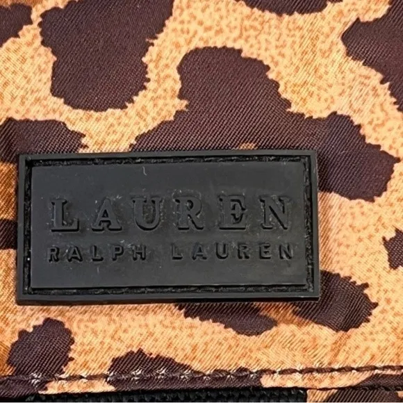 Lauren Ralph Lauren Leopard Print Shoulder Bag Black Strap Zip Closure - Image 4