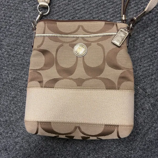 Coach Signature File Bag Khaki Gold Jacquard Canvas Crossbody Handbag F17435 - Image 2