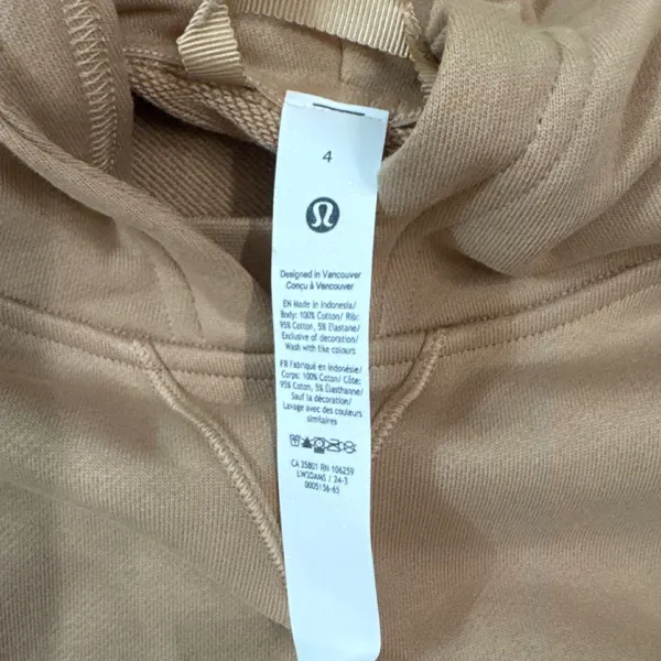 Lululemon All Yours Hoodie Terry Beech Wood Tan Womens Size‎ 4 NWT - Image 5