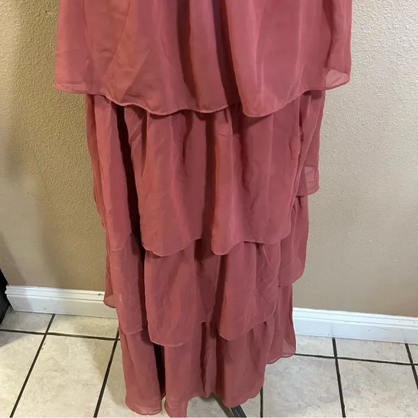 NWT Lulus Elevated Vision Rusty Rose One-Shoulder Tiered Maxi Dress - Image 5