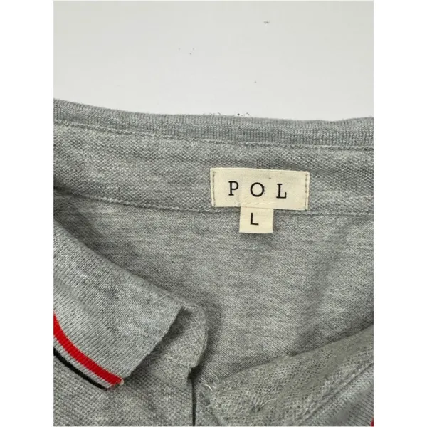 POL Gray Contrast Tipped 100% Cotton Polo Size Large NWOT - Image 3