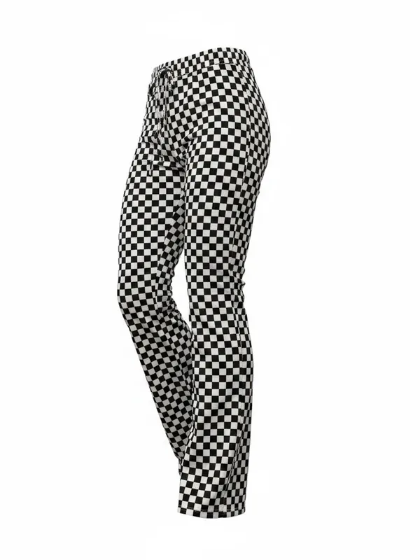 Checkerboard High-Rise Wide Leg Pants - Black & White - Image 2