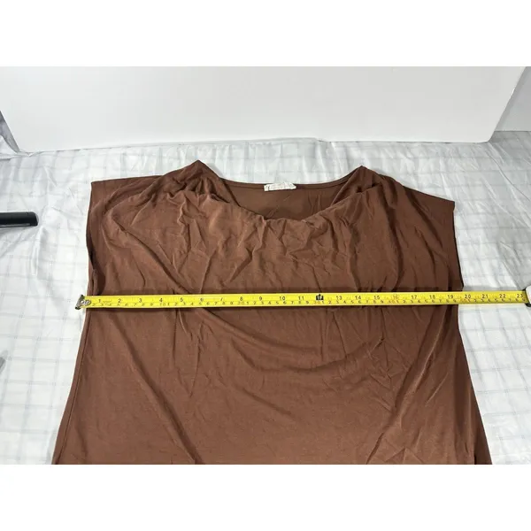 Maurices 24/7 Cowl Neck Top Womens Small Brown Short Sleeve Modal Blend Stretch - Image 4