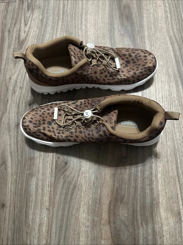 Propet Leopard Print Slip-On Athletic Shoes in Brown/Tan - Image 8