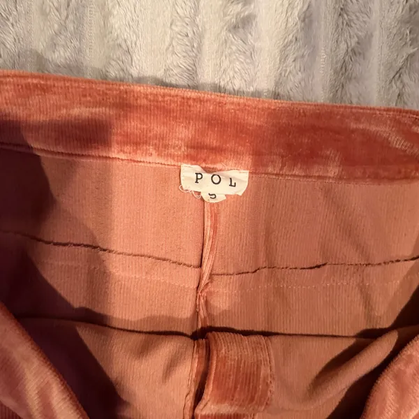 POL‎ Corduroy Button Front Mini Skirt Terracotta Pink Size S Boho A-Line Skirt - Image 3