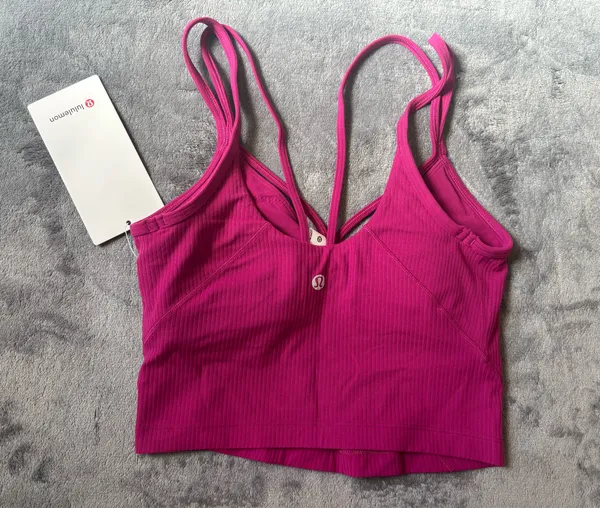 Lululemon Align Strappy Ribbed Tank Top Magenta Purple Size 2 - Image 3