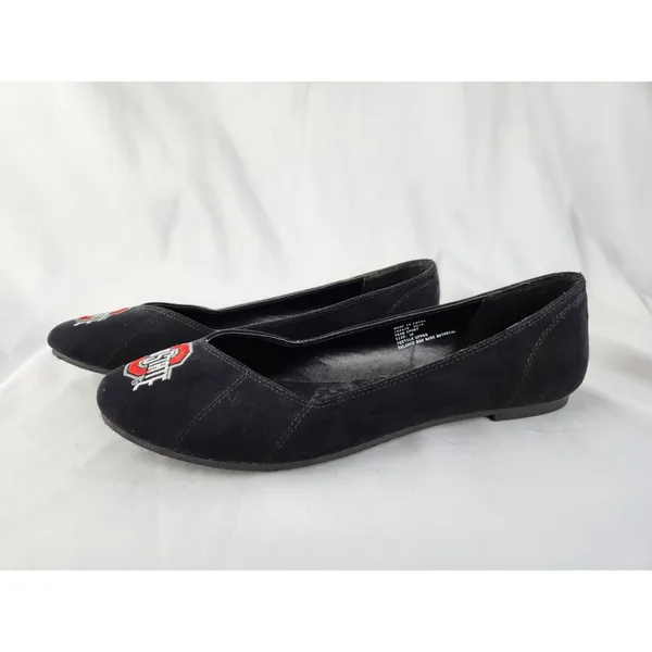Primus Campus Ohio State OSU Shoes Flats Womens Sz 10 Slip On Black‎ Faux Suede - Image 3