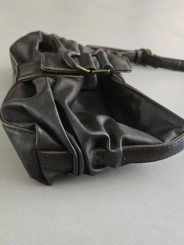 Zara Buckled Shoulder Bag In Dark Brown - Image 4