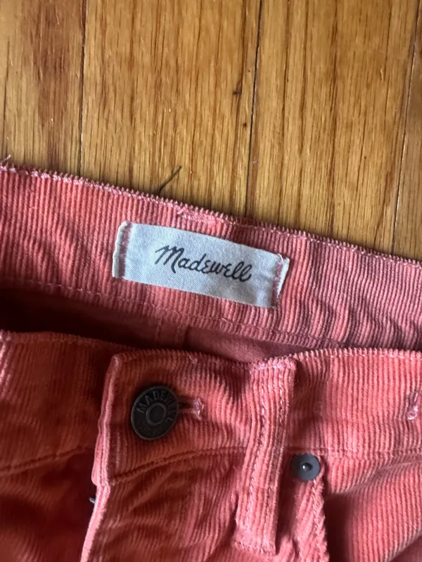 Madewell Perfect Vintage Straight Corduroy Jeans 28T Rust Orange Classic Fit - Image 2