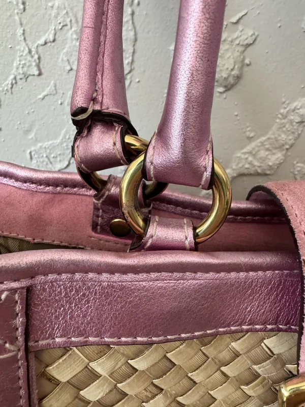 Coach Vintage 2004 Pink Straw Tote Bag - Style 4419 - Image 9