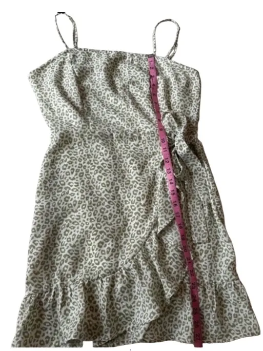 Altar'd State Sage Green Leopard Print Wrap Mini Dress - Image 6