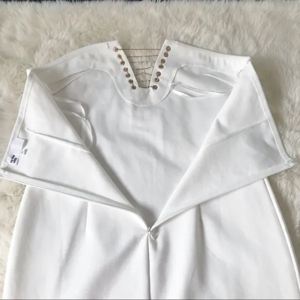 by the way REVOLVE White Strapless Mini‎ Dress Size Large Bodycon Lace Up Chain Party Club - Image 9