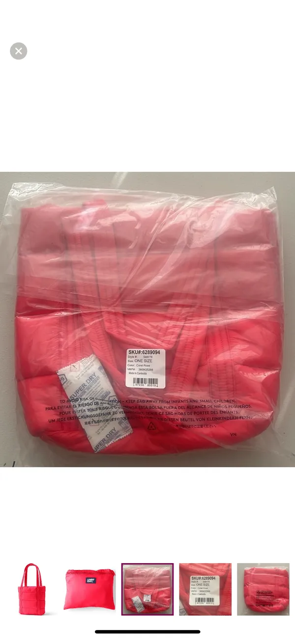 (NWT) Lands’ End Wanderweight Ultralight Packable Tote Bag in Coral Rose - Image 3