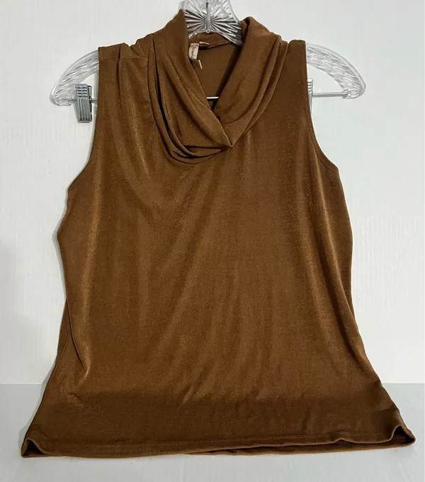 Susan Lawrence Brown Sleeveless Cowl Neck Top - Image 2
