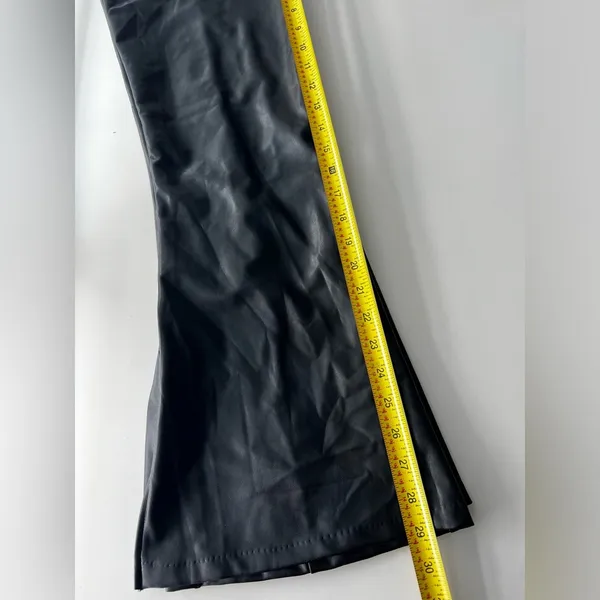 Abercrombie & fitch black vegan leather flare pants Curve Love side slits S - Image 7