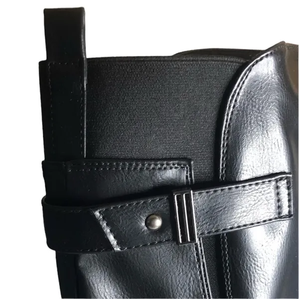 Dream Paris Black Knee High Riding Boots Side Zipper Buckles 1.25 inch Heel Sz 5 - Image 6