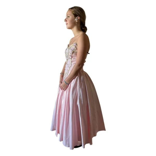 1980s ZUM ZUM Pink Strapless Beaded Sweetheart Prom Dress – ILGWU USA small - Image 8