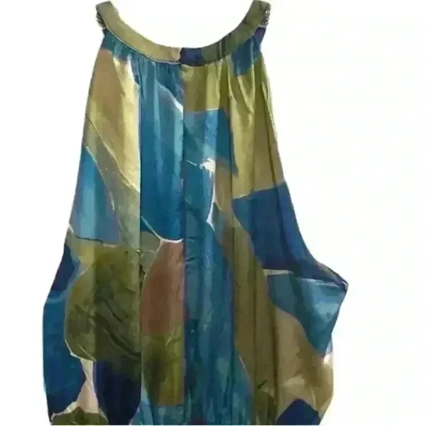 Nicole Miller Women's Sleeveless Halter Maxi Dress M‎ Multicolor Formal - Image 2