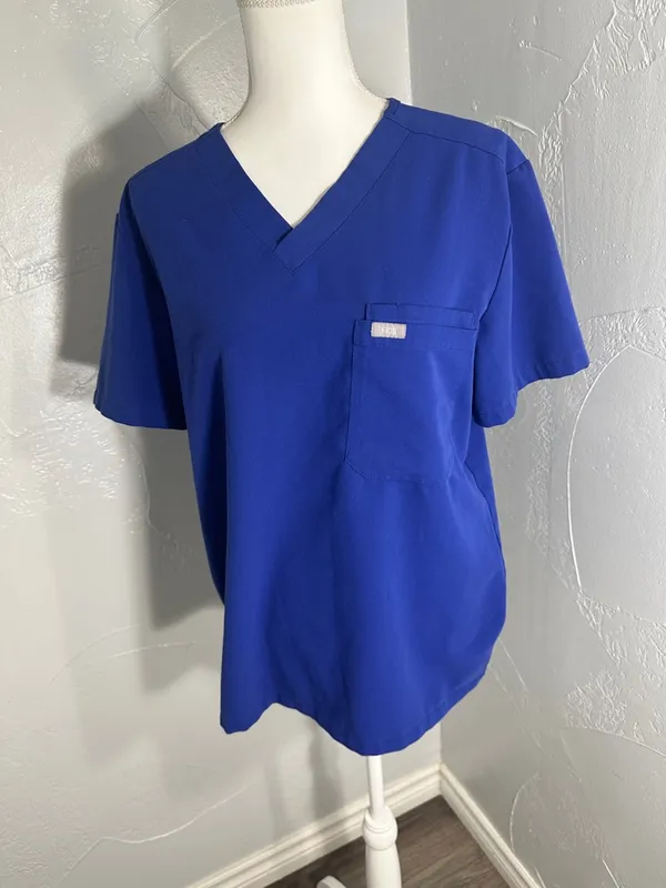 Figs Technical Collection V-Neck Scrub Top in Cobalt Blue - Image 6