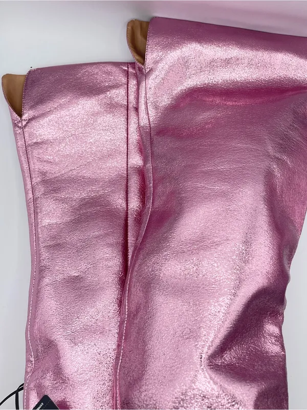 BRIAN ATWOOD x EXPRESS Metallic Pink Over the Knee Boots Size 7 NWT - Image 8