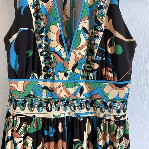 Jones New York Y2K Halter Midi Dress Paisley Floral Silk-Look Cottagecore 10 - Image 5