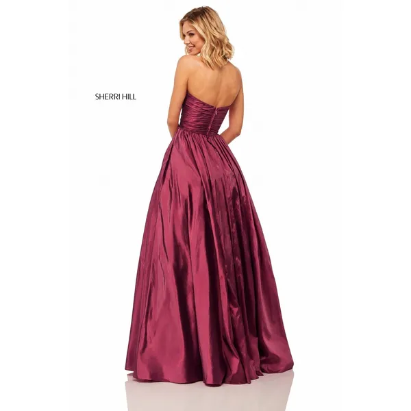 Sherri Hill 52833 Berry Taffeta Strapless Ball Gown Sz 6 NWT‎ - Image 2
