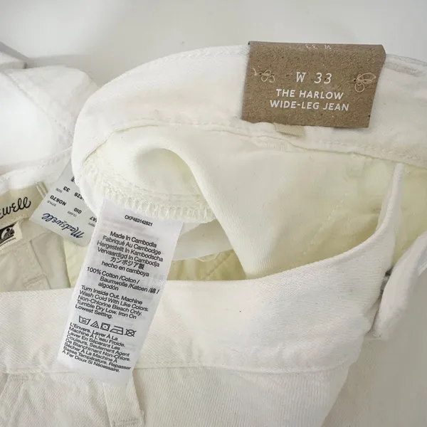 Madewell The Harlow Wide Leg Jean Airy Denim Baggy White High Waist US 33 NWT - Image 8