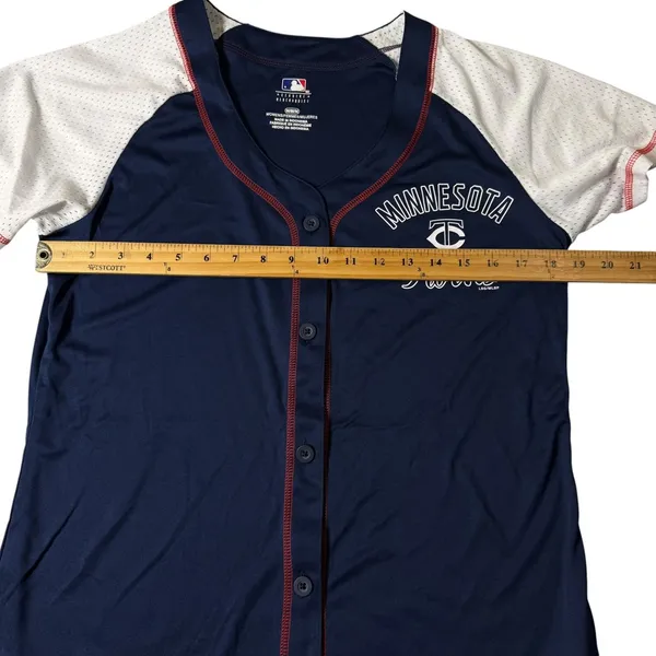 MLB Minnesota Twins Womens Baseball Jersey Navy Blue Medium Sporty NEW - Image 5