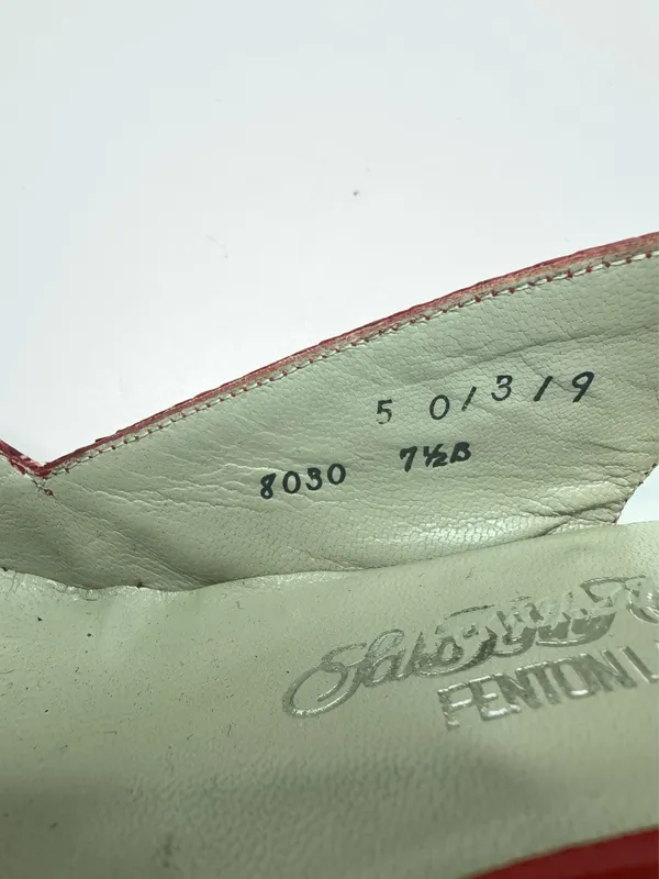 Saks Fifth Avenue Red Slingback Heels Size 7.5B - Image 8