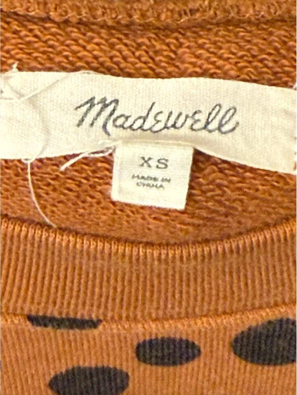 Madewell Pleated-Sleeve Leopard Dot Cropped sweatshirt, size XS - Image 5