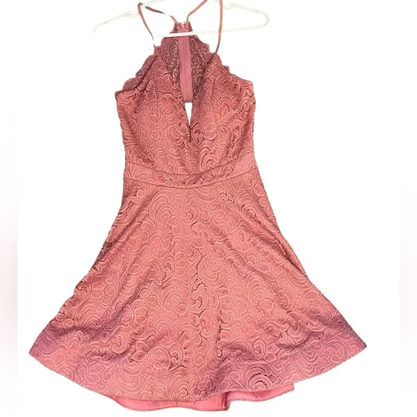 TRAC Pink Lace Halter Mini Dress Size M NWT - Image 5