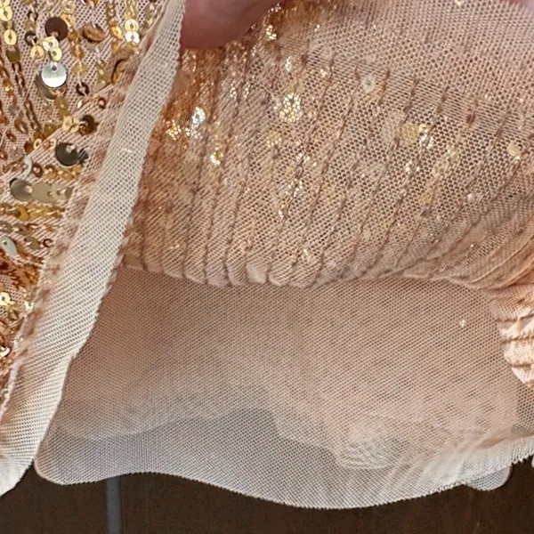 NWT Free People Midnight Kiss Sequined Mini Slip Dress Gold Medium Retail $98.00 - Image 9