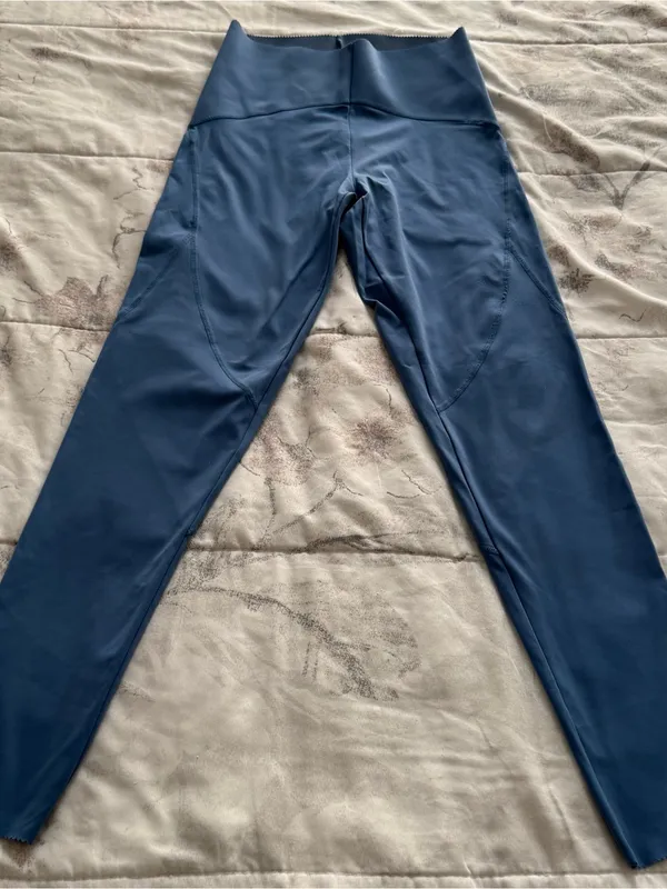 Oysho Sport Comfortlux deep blue High-Waist lettuce hem Performance Leggings, XS - Image 14