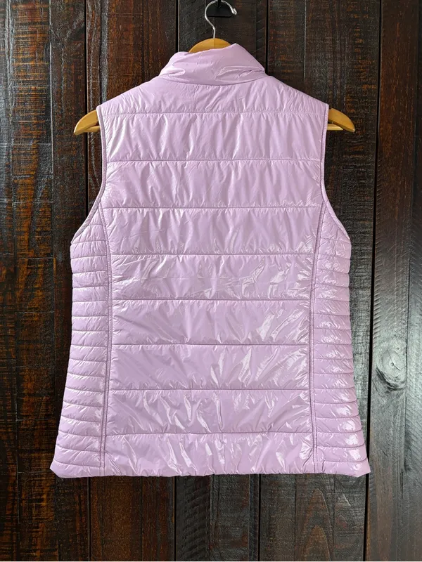 Time & Tru Lightweight Quilted Puffer Vest - Lavender Sleeveless Jacket - Image 5