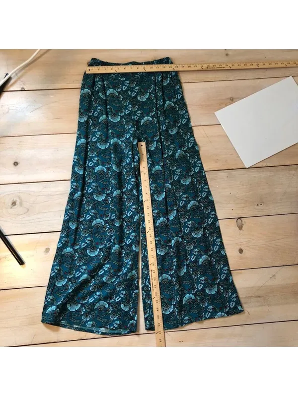 Band of the Free NWT Elise Floral Wide Leg Pull On Pants Deep Teal Aqua S - Image 9