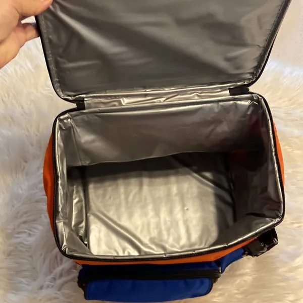 THERMOS Lunch Bag pretty big orange and Blue color BNWOT long 13” wide 12” - Image 12