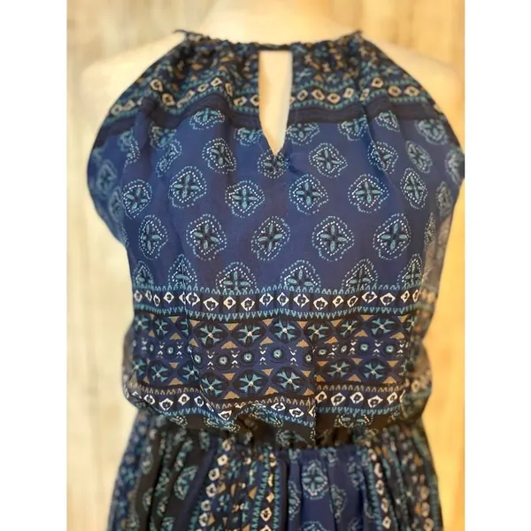 Hollister Blue Chiffon Halter Open Back Maxi‎ Dress - Large - Image 7