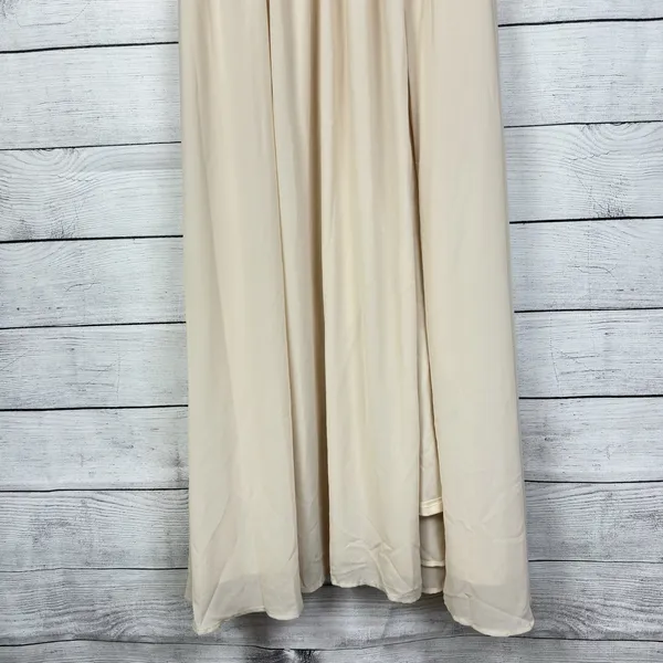Lulus Heavenly Hues Cream Maxi Chiffon Dress Sz Medium Wedding‎ Bridesmaid Gala - Image 5