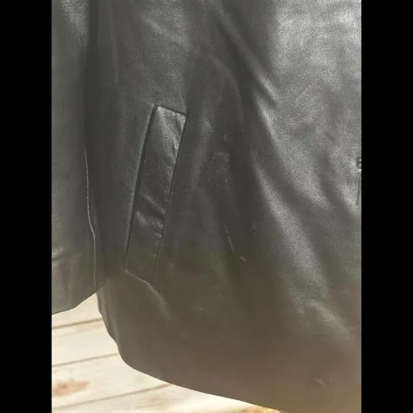 London Fog mob wife black leather jacket Size Large - Image 4