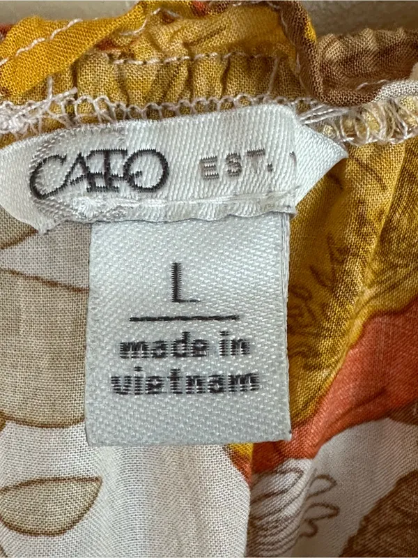 Cato Floral Milkmaid Top L Cottagecore Smocked Puff Sleeve Boho 70s Festival - Image 9